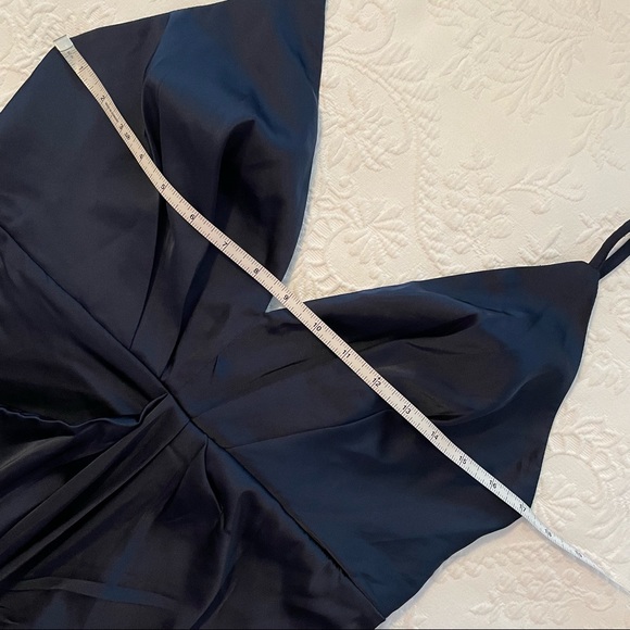 NWOT Lulus Caught Feelings Navy Blue Satin Ruffled Midi Dress Small Medium Large - Picture 8 of 16